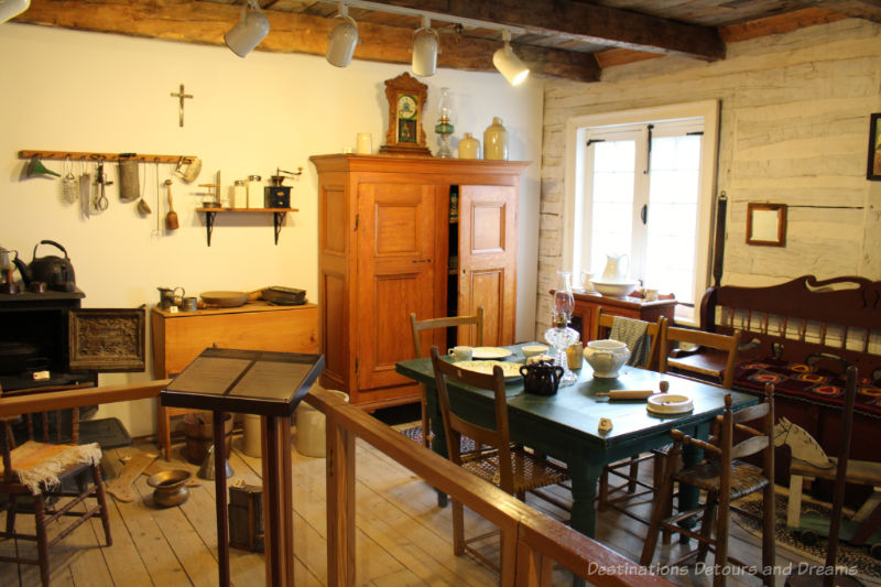 Recreated 1800s kitchen and home in a museum display