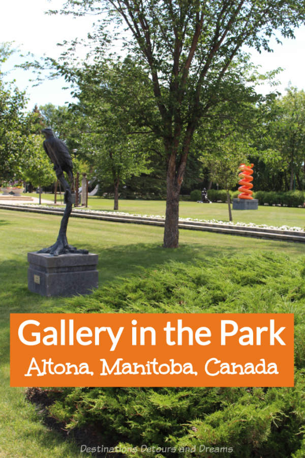 Splendid Sculptures in a Pretty Park in Southern Manitoba: Gallery in the Park in Altona, Manitoba, Canada features art exhibits inside a heritage home and an impressive collection of sculptures in a beautifully landscaped park #Manitoba #art #sculpture #Canada #Altona