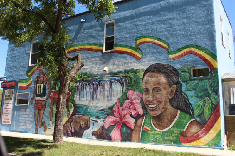 Mural showing associated symbols of Ethiopia