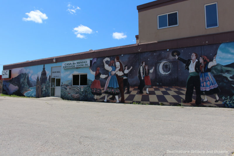 Mural depicting costumes and dances of northern Portugal