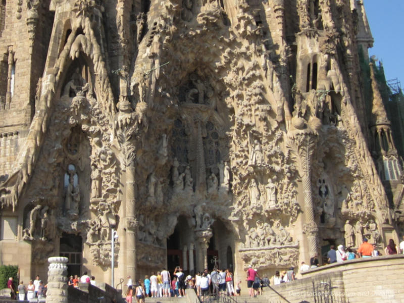 The ornate carving on the Nativity Facade of La Sagrada Família
