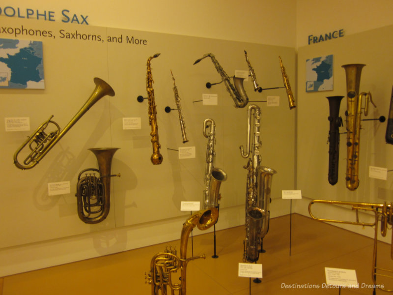 Collection of saxophones at Musical Instrument Museum in Phoenix