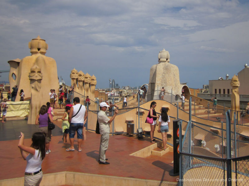 People on the rooftop of Casa Milà in Barcelona