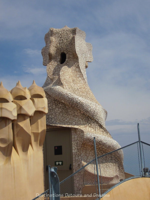 Mosaic tile-covered stairwell on Casa Milà rooftop