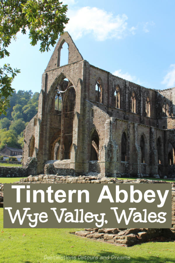 Tintern Abbey: impressive Cistercian monastery ruins and scenic countryside in the Wye Valley in south Wales