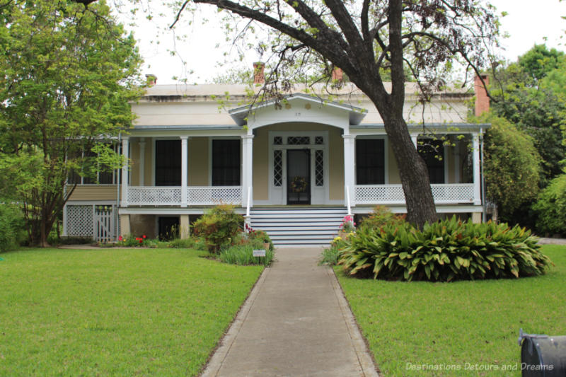 Gustave Blersch heritage house in San Antonio - Modified Greek raised cottage style house with half basement and a deep front veranda. 