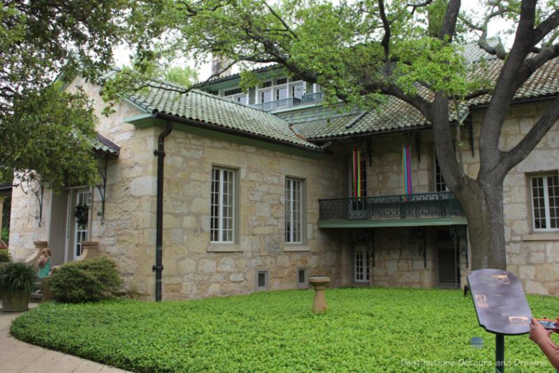 The side of the brick heritage Guenther House in San Antonio