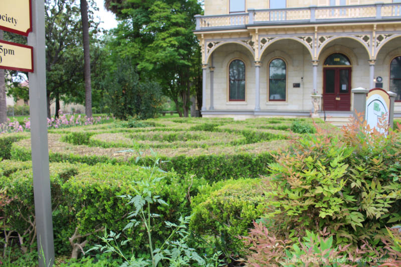 Edward Steeves Homestead Museum Front Yard Hedge maze in the front yard of a heritage home