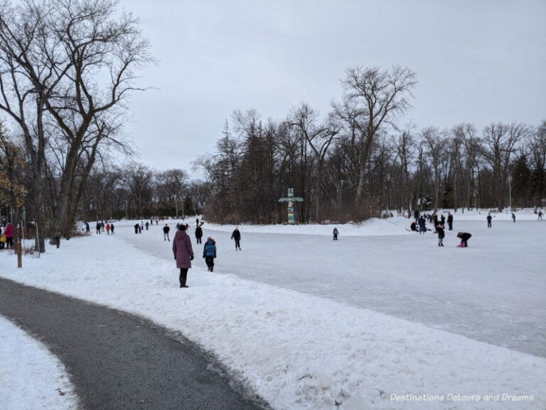 Winter walking trails in St. Vital Park, Henteleff Park, and Seine
