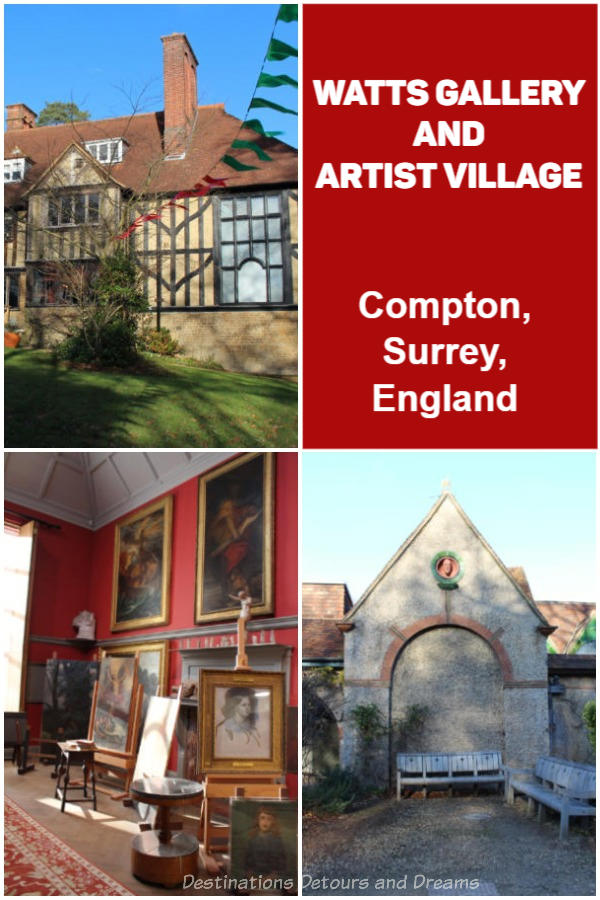 Watts Gallery and Artist Village in Compton, Guildford, Surrey, England:  Explore the art and life of Victorian artists G F Watts and Mary Watts on their former property. Their historic home, studios, and galleries of art are on display.