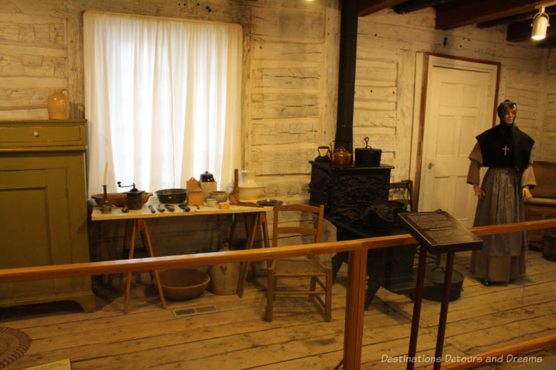 Recreation of a convent common room in a wooden building in Saint Boniface Museum