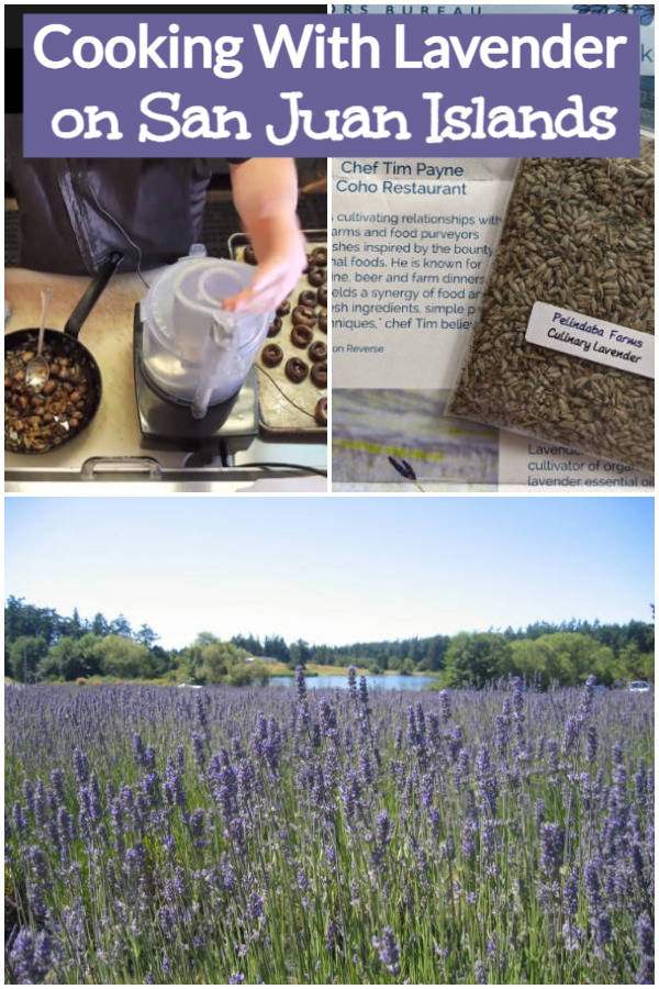 Cooking With Lavender on San Juan Islands: Virtual cook-along with Chef Tim Payne of Coho Restaurants using lavender from Pelindaba Lavender Farm, one of the many culinary attractions of San Juan Islands in Washington State, U.S.A. Lavender field photo courtesy of San Juan Islands Visitor Bureau.