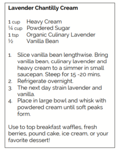 Recipe for Lavender Chantilly Cream