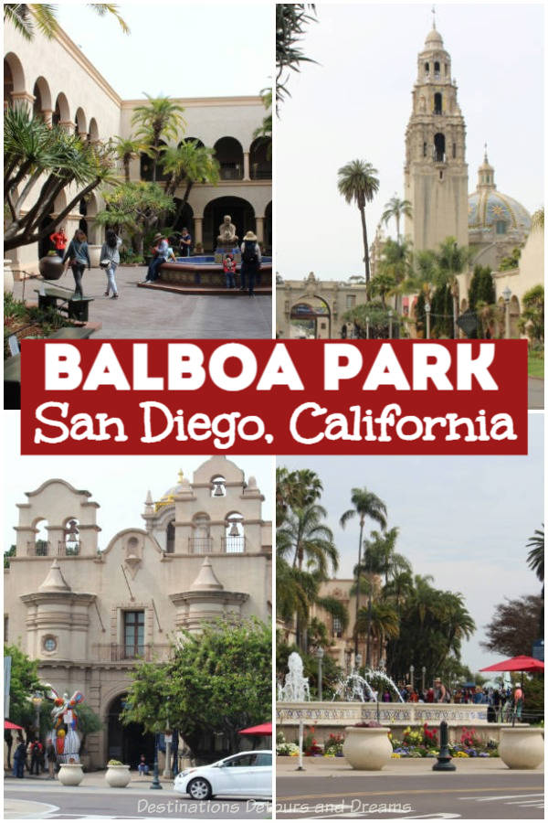 Balboa Park, a top attraction in San Diego, California, contains museums, art, architecturally interesting buildings, walking paths and gardens