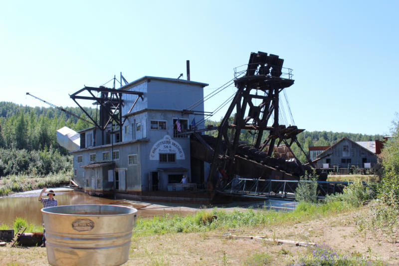 Gold dredge once used to mechanically pan gold in Alaska