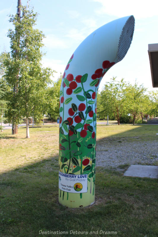 Fairbanks in Summer: Ligonberry Love Painting of ligonberries on a steam vent in a downtown park