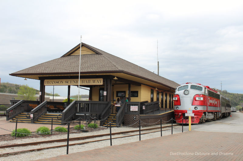 Branson Scenic Railing vintage train parked at the historic Branson train depot