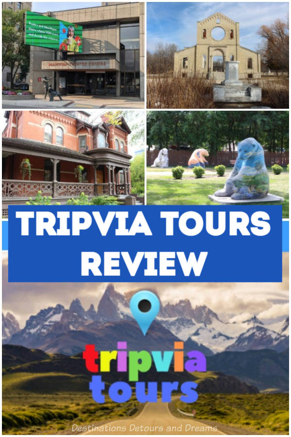 A review of Tripvia GPS-guided audio tours. Walking and driving tours in  British Columbia, Alberta, Saskatchewan, Manitoba, and Alberta, the Yukon Territory, California, and Colorado.