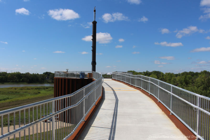 Ramp leading to viewing platform with a 40-foot piston at its centre