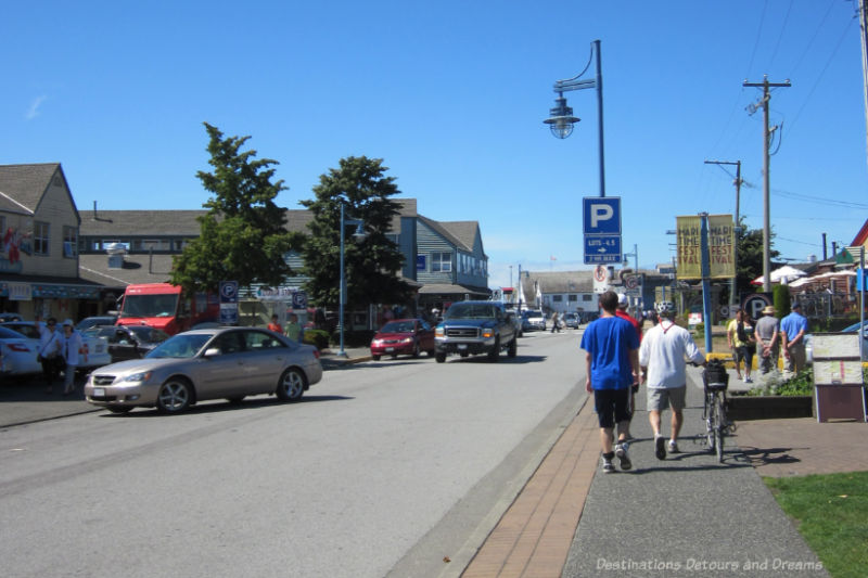 Shops lining village street in Steveston, British Columbia