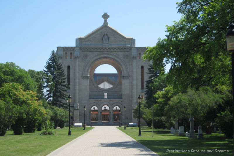 Stone facade of St Boniface Cathedral, built in the early 1900s