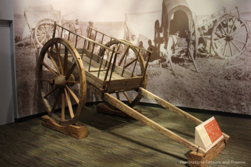 Wooden Red River Cart on display at museum