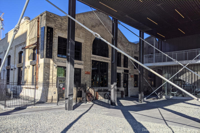 Brick exterior of a the redeveloped historic James Avenue Pumping Station in Winnipeg