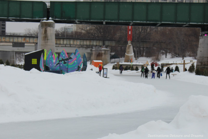 Skaters along the Nestaweya River Trail in Winnipeg