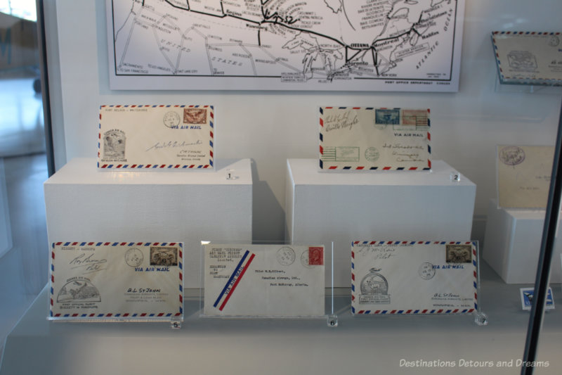 Museum display of air mail letters