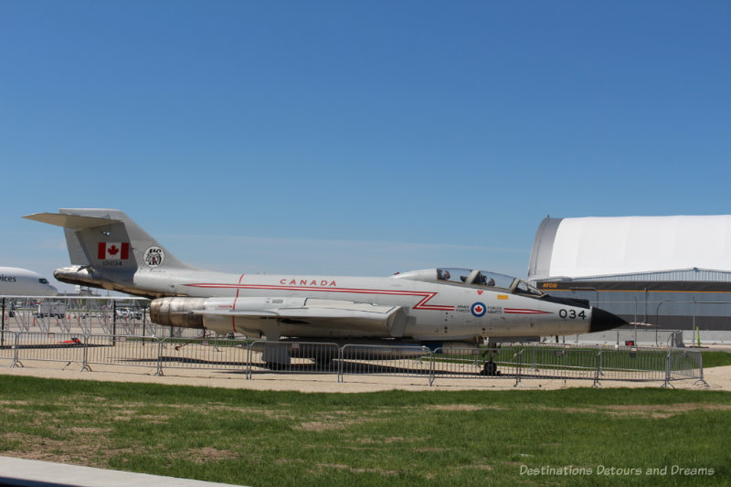 Airplane on museum outdoor plaza