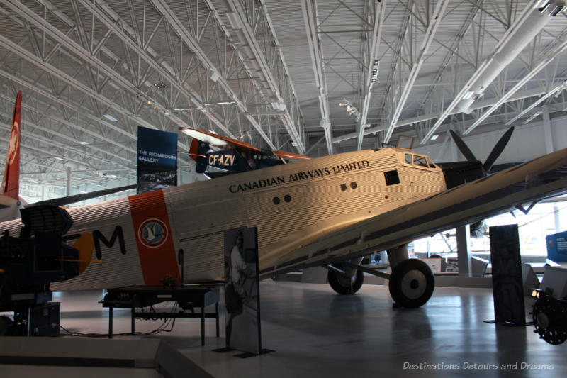 Canadian Airways Limited airplane on display at the Royal Aviation Museum of Western Canada