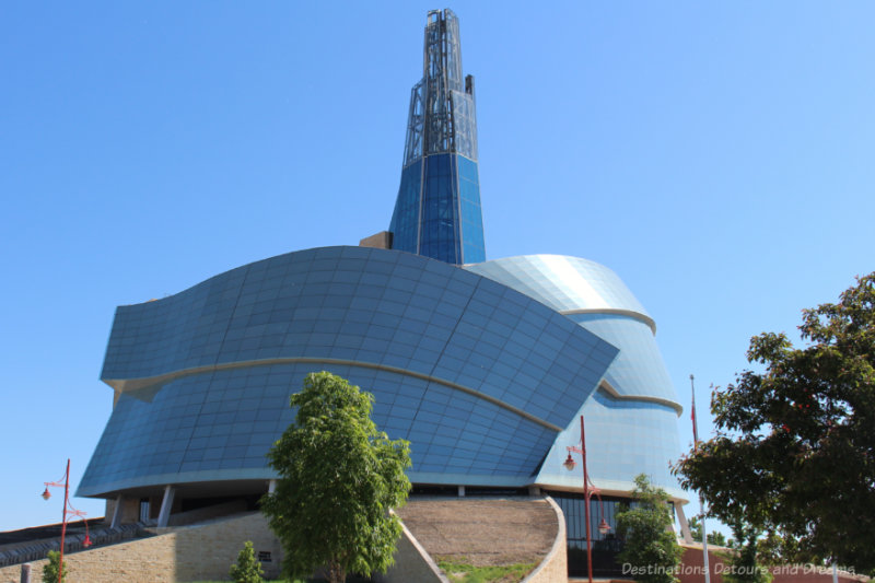 Wings of blue glass enveloping the Canadian Museum for Human Rights