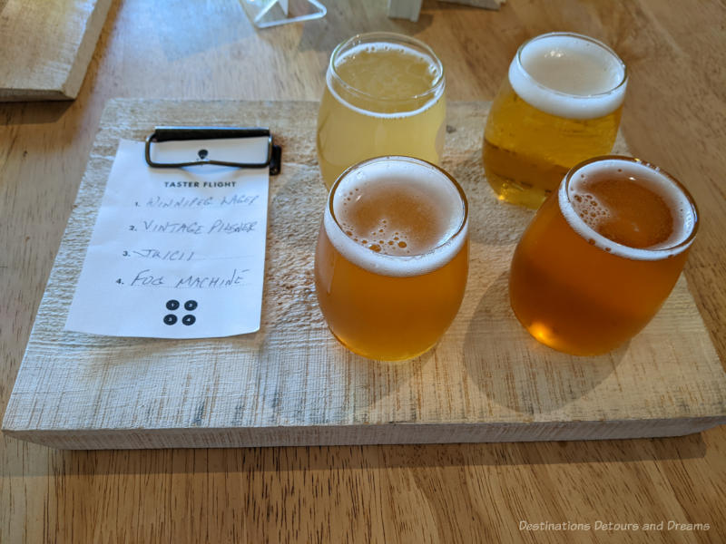 Tasting flight of four beers at Kilter Brewing