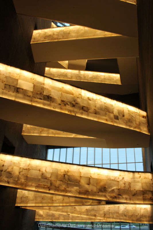 Criss-crossing alabaster LED-lit ramps at the CMHR