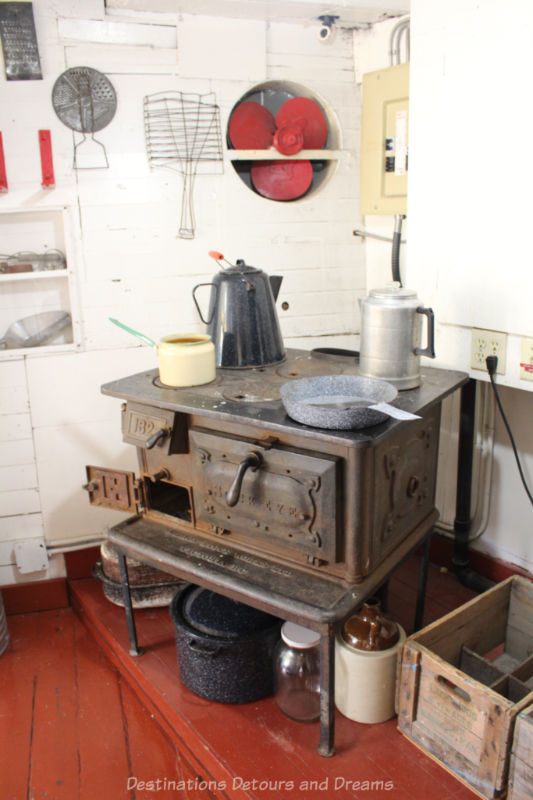 Old stove in the galley of a steamship