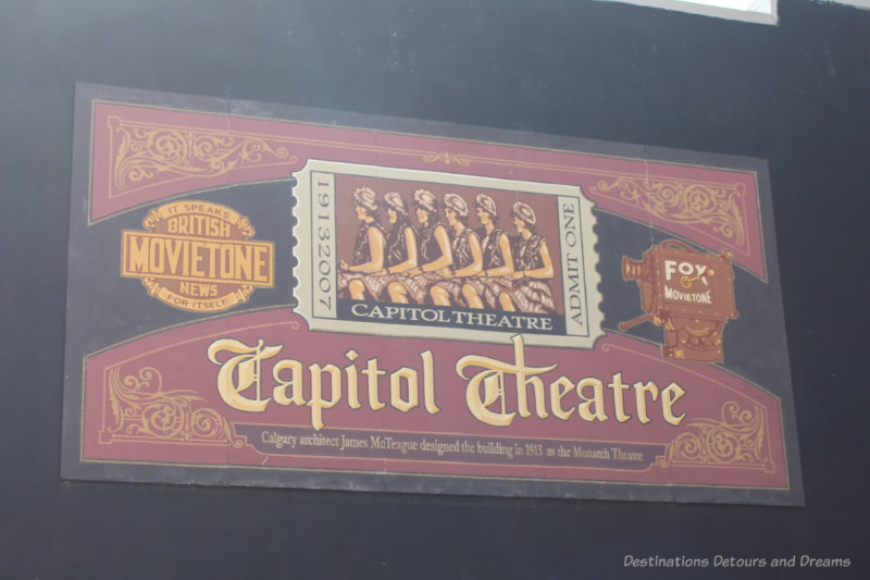 Mural showing an old ticket to a show at the Capitol Theatre