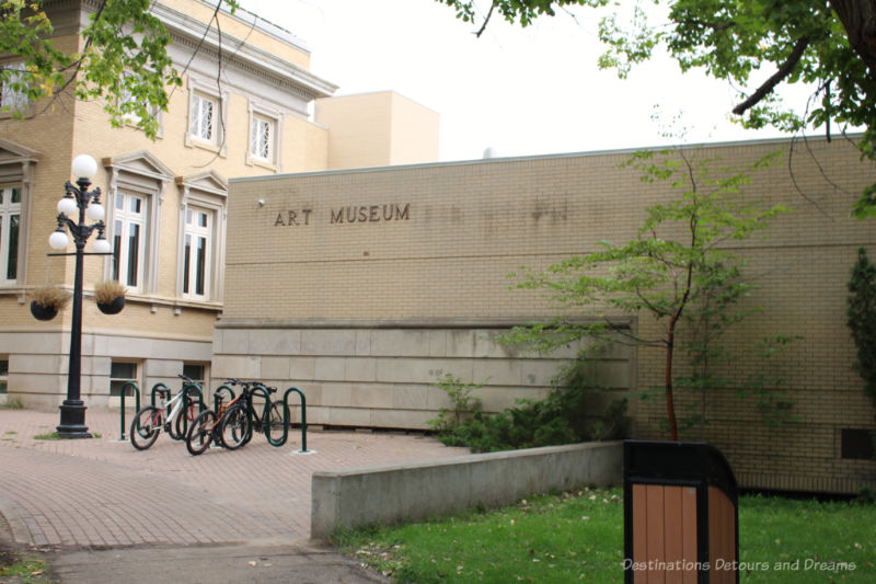 Moose Jaw Art Museum Plain brick exterior of a single level art museum