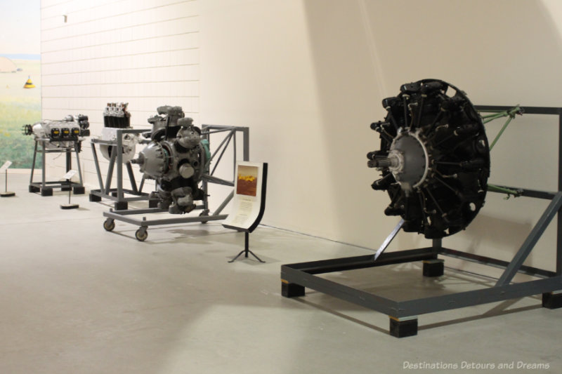 Aircraft engines on display in a museum