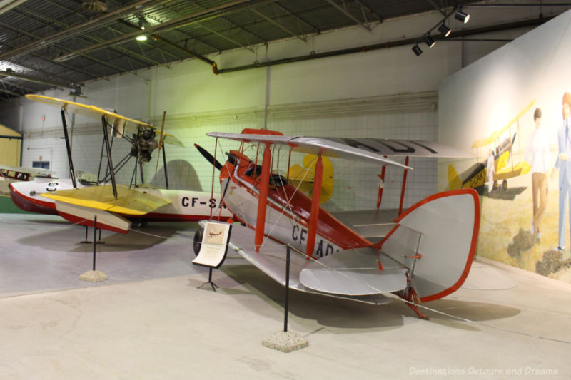 Glider type planes in the aviation section of a museum