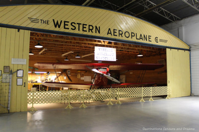 Actual size replica of a 1920 aircraft hangar on display in the Moose Jaw Western Development Museum
