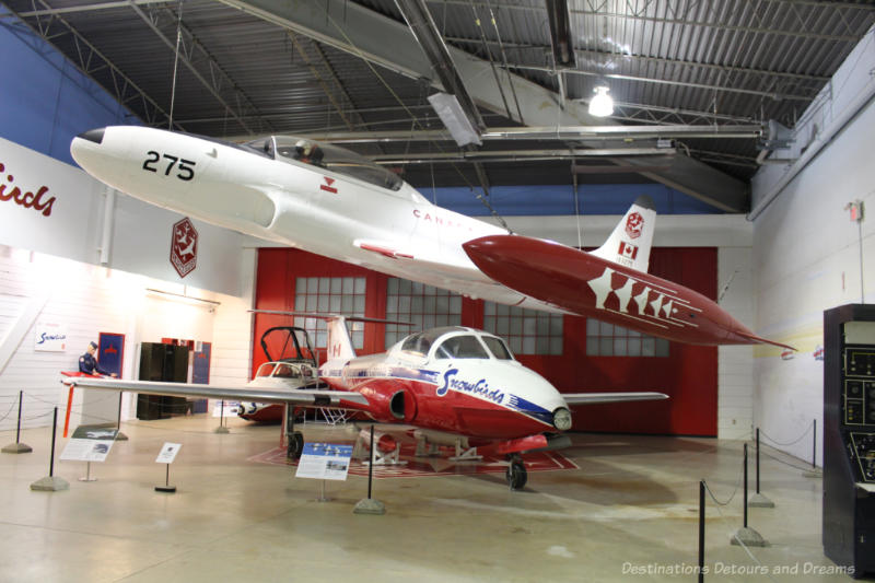 A couple of Canadian Snowbirds plane in the Snowbird Gallery of the Moose Jaw Western Development Museum
