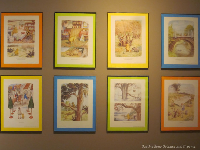 Framed coloured Winnie-the-Pooh Illustrations