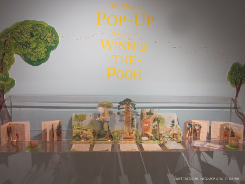 A display under glass of Winnie-the-Pooh pop-up books