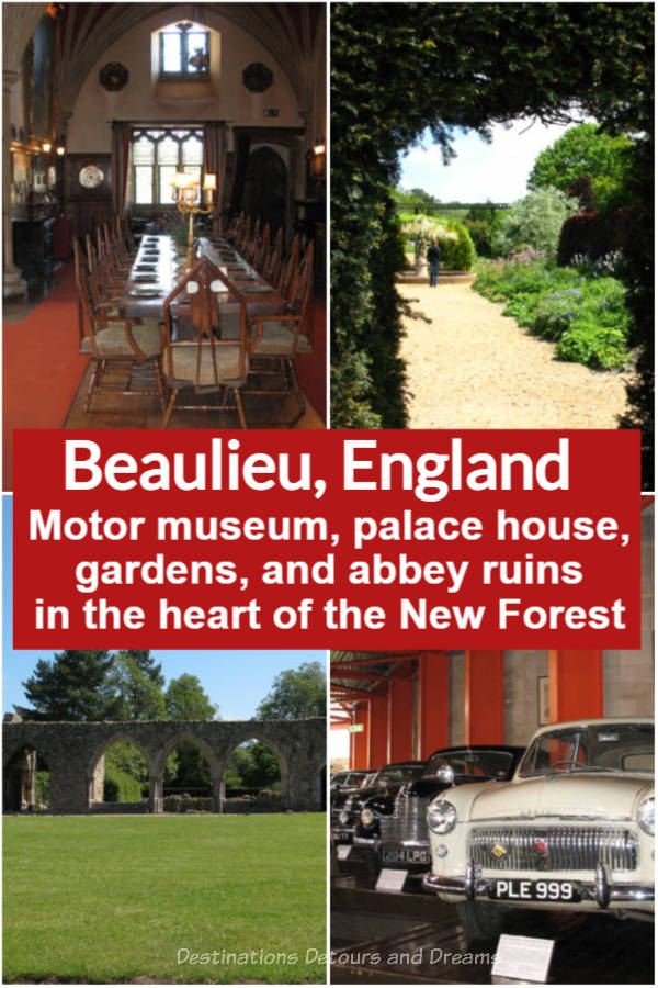 Beaulieu, England - Motor Museum, Abbey Ruins, Palace House, Gardens, and Spies; the attraction in the New Forest area of England, features a national motor museum, a palace house, abbey ruins, beautiful gardens, a spy exhibit, and Russian art