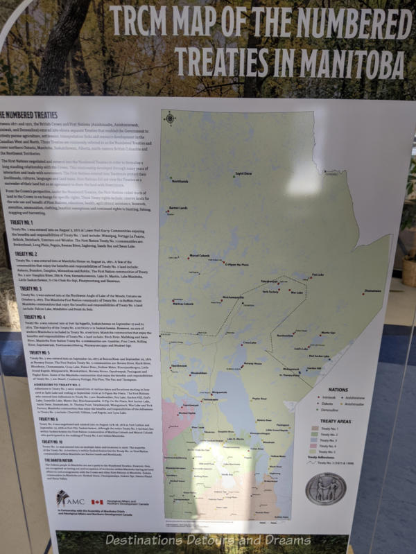 An information panel with a Manitoba map showing the treaty areas