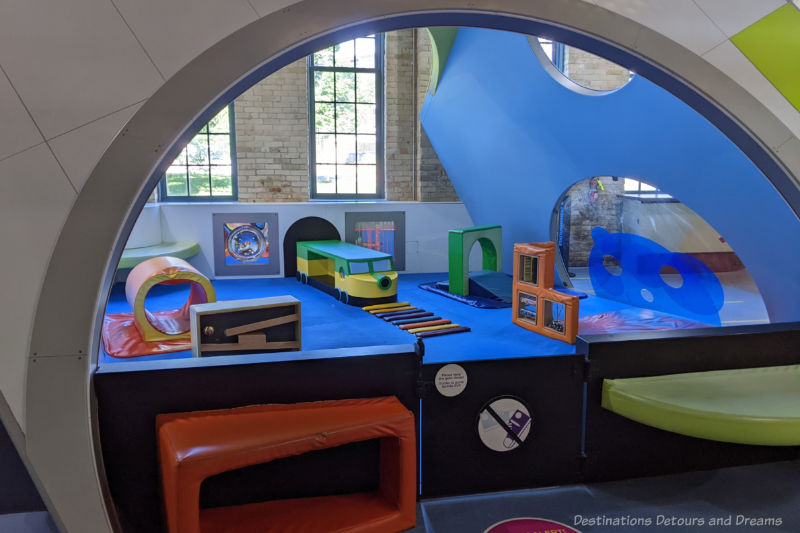 Bridges and tunnels for tots to climb over and crawl through at a children's museum