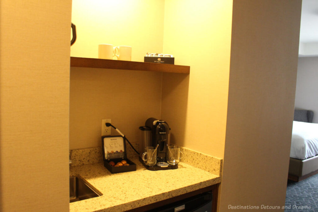The Malcolm Coffee Nespresso Coffee Station in The Malcom Hotel room
