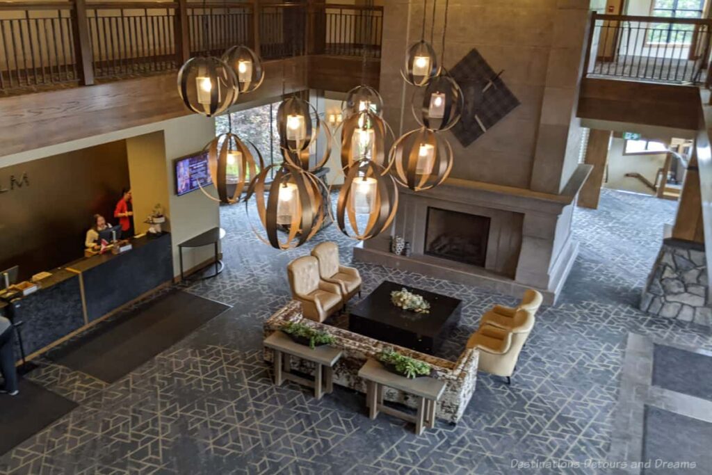 The Malcolm Lobby Looking over a luxury hotel lobby from the second level