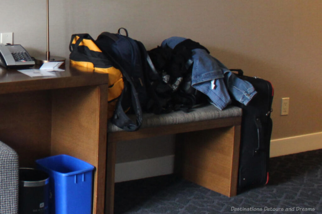 Luggage in a hotel room