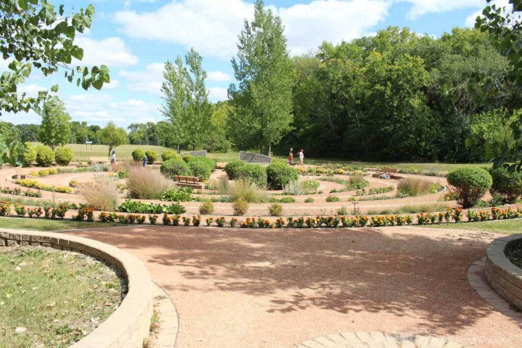 Plant-lined labyrinth in Winnipeg, Manitoba